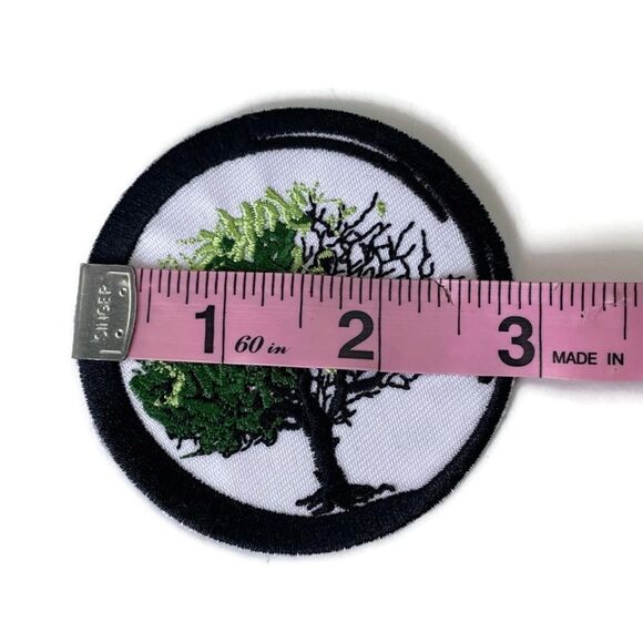 Yin Yang Tree Bonsai Zen Life Death Embroidered Patch - Picture 2 of 3